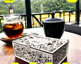 Lasergesneden bestand bloementheedoos: multiplexontwerp (digitale download)