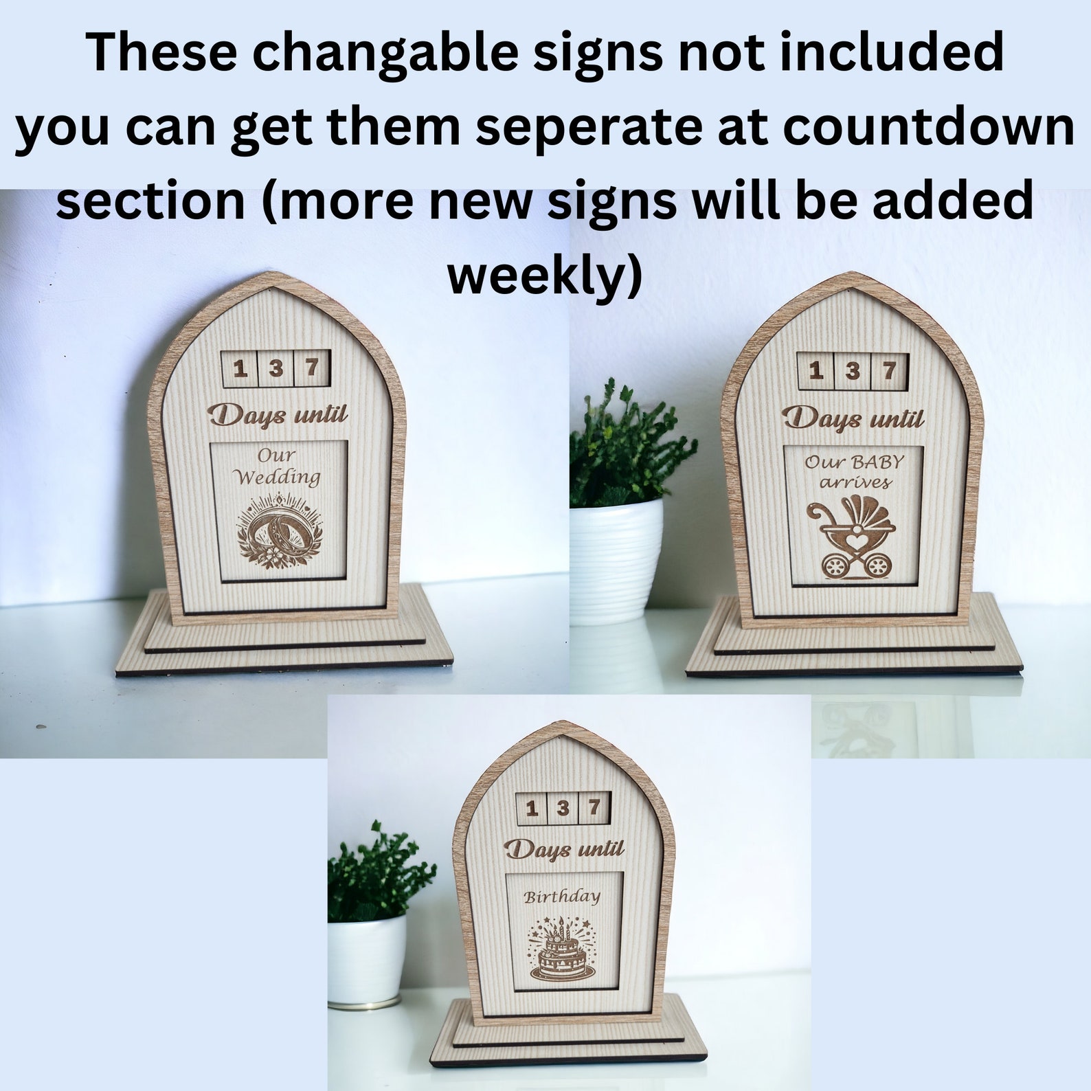 Days Until Countdown Sign Design With Changeable Parts for Laser Cut ...
