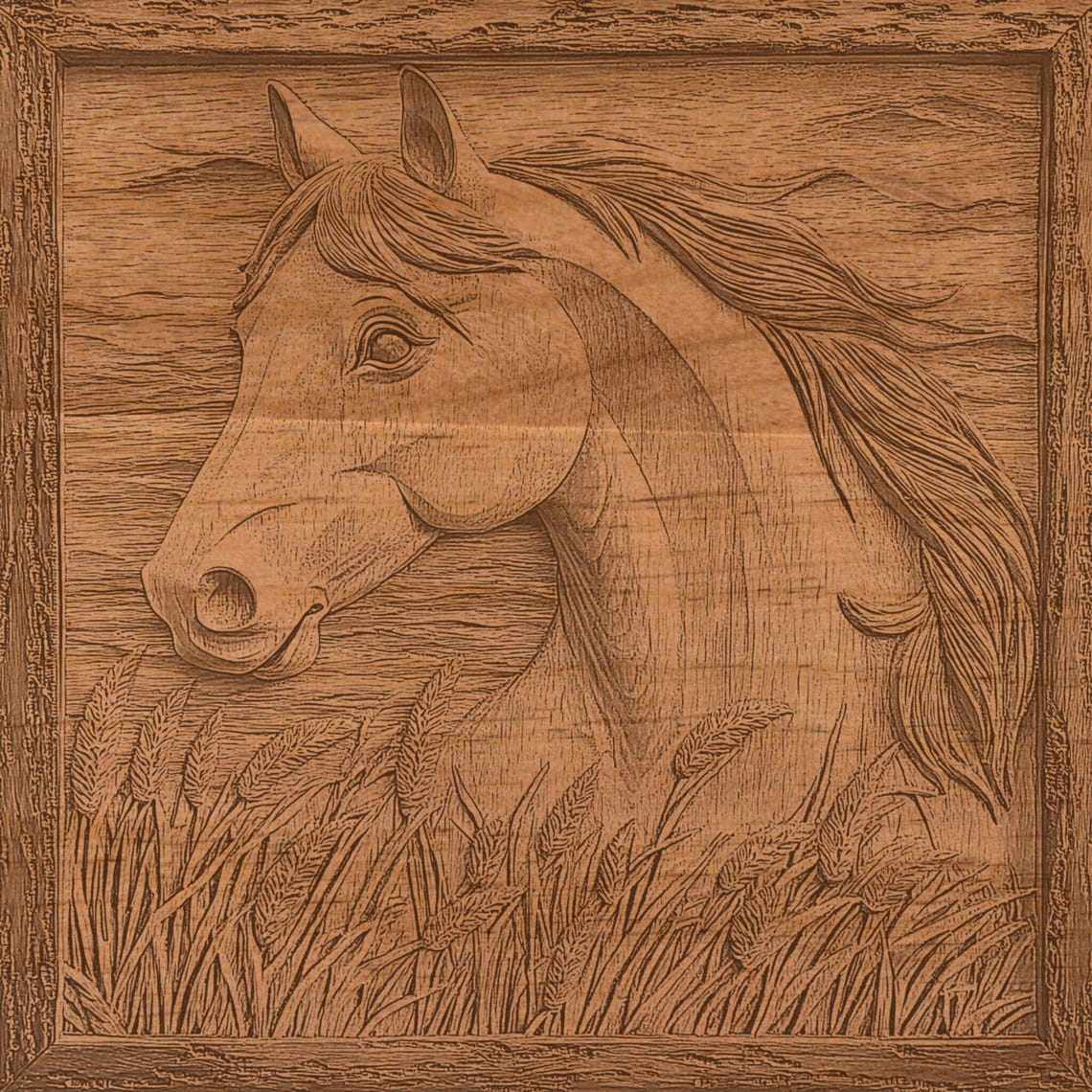 3D Laser Engrave Horse PNG, 3D Illusion, Laser Ready , Laser Burn File ...