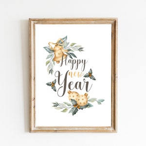Happy New Year Wall Art New Year Printable Wall Art Holiday - Etsy