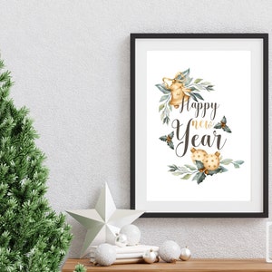 Happy New Year Wall Art New Year Printable Wall Art Holiday - Etsy