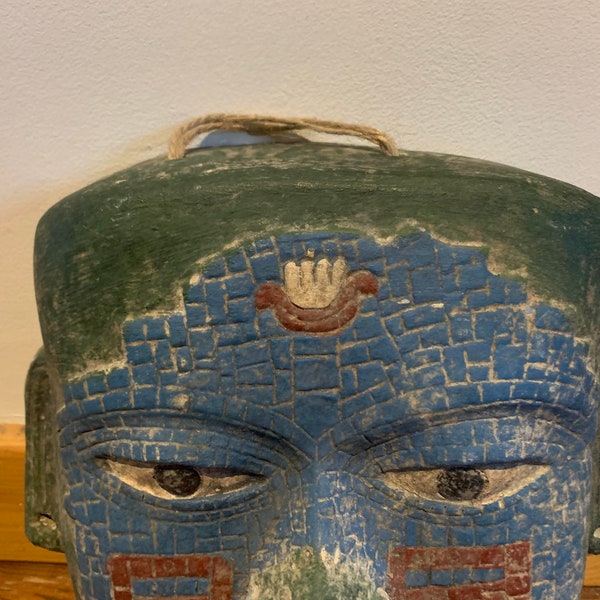 Magnifique masque funéraire Azteque Teotihuacan en terre cuite