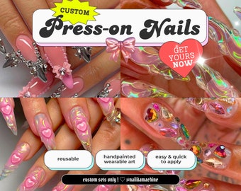 Faux Ongles Réutilisables Press On Nails Gel Y2k Chrome Amande Court Nails Kpop Cute Bling Gift