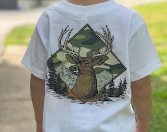 Camo buck deer boys Tshirt