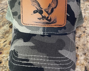 Leather patch mallard hat
