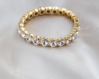 Sparkle Party Bracelet Bridal Bracelet, Elastic Stretch Crystal Clear Gemstone Bracelet, Wedding Jewelry