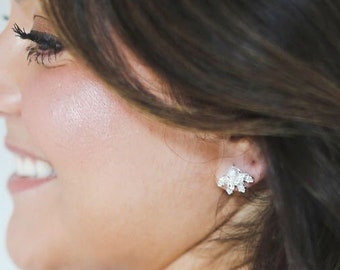 wedding stud earring, crystal cluster bridesmaid earrings, earrings for bride, bride stud for rehearsal dinner