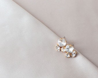 Bridal Cluster Earrings, Crystal Studs, Bridesmaid Box, wedding day gift