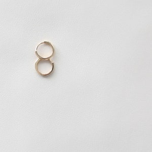 14K Solid Gold Hoops, Huggie Hoops, 10mm, Everyday Hoops, Minimalist Jewelry, Everyday Hoops, Dainty Hoops, Water Resistant, stacking