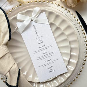 Ribbon Place Name Menu | Bow Place Name Menu | Personalised Wedding Menu | Wedding Menu | Personalised Menu Setting | Elegant Wedding Menu