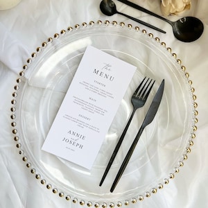 Menu de mariage imprimé | Menu personnalisé | Menu élégant | Menu simple | Impression de menus