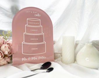 Personalised Cake Menu Sign | Acrylic Cake Menu Sign | Wedding Cake Menu | 3 Tier Cake Menu | 4 Tier Cake Menu | Painted Cake Menu