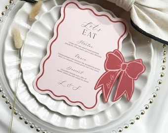 Menù di nozze personalizzato / Menù ondulato / Menù di nozze romantico / Menù elegante / Menù per addio al nubilato / Menù per addio al nubilato