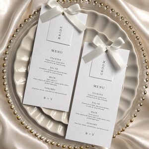 Menu Nom de lieu du ruban | Nom de lieu Bow Menu | Menu de mariage personnalisé | Menu de mariage | Réglage du menu personnalisé | Menu de mariage élégant