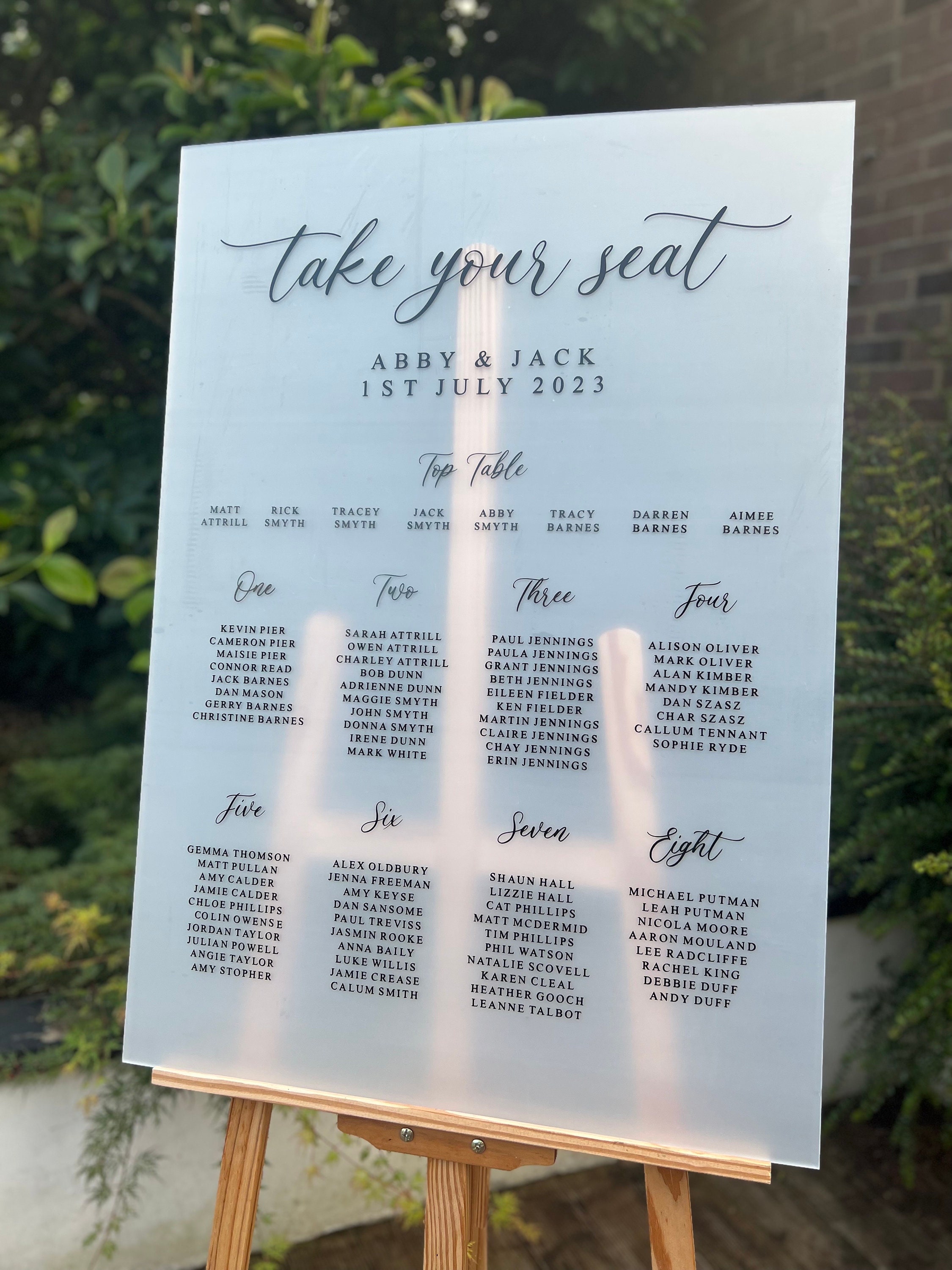 Table Plan Arch Personalised Wedding Table Plan | Acrylic Table Plan | Table Plan ...