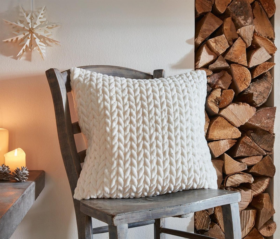 Kissenhülle mit Fühlung Grobstrick Kissen Kuschelkissen - Etsy.de