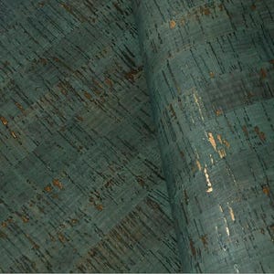 Carta da parati in impiallacciatura di legno di sughero verde scuro e oro/Rivestimento murale in sughero/Rivestimento murale metallico/Rivestimento murale in impiallacciatura di legno/Rivestimento murale verde scuro