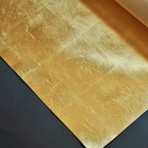 Gold foil wallpaper/Faux gold leaf wallcovering/Non woven wallcovering/Soft gold fol wallcovering/Light gold wallcovering/Gold leaf paper image 4