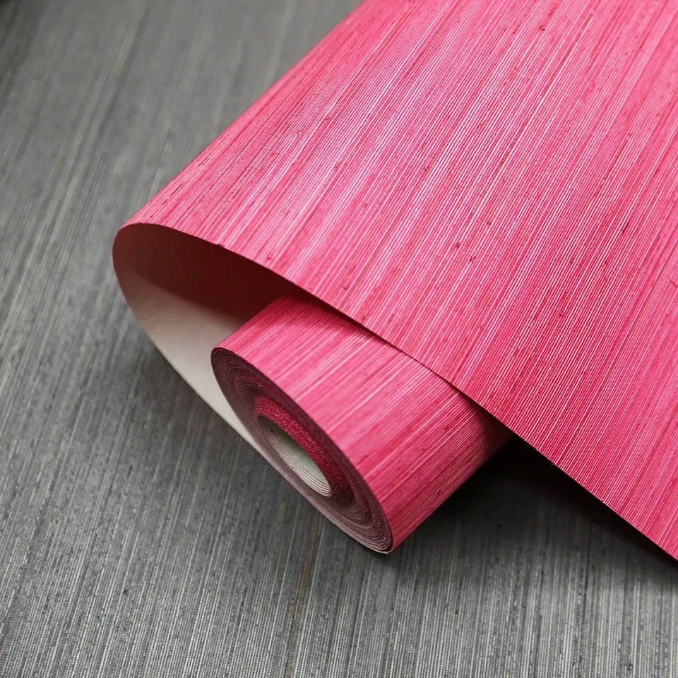 Hot Pink Woven Sisal Grasscloth Wallpaper/magenta Pink Grasscloth