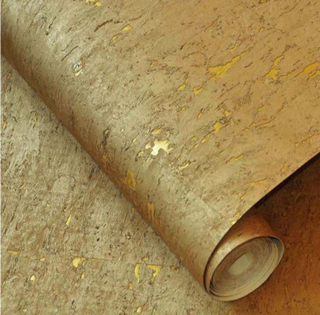 Pale Gold Cork Wood Veneer Wallpaper/cork Wallcovering/non Woven