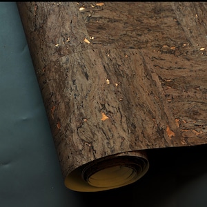 Braune und kupfer farbene Kork Tapete/Kork Wandbespannung/ Vlies Wandbespannung/Holz Wandbespannung/Braune Tapete