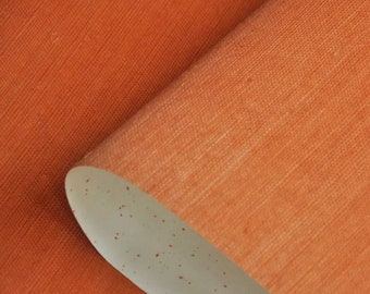 Orange Sisal Grasscloth Wallpaper: Mid-Century Modern Wallcovering