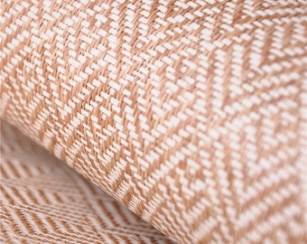 Art Deco Woven Paper Wallpaper: Light Brown Geometric Wallcovering