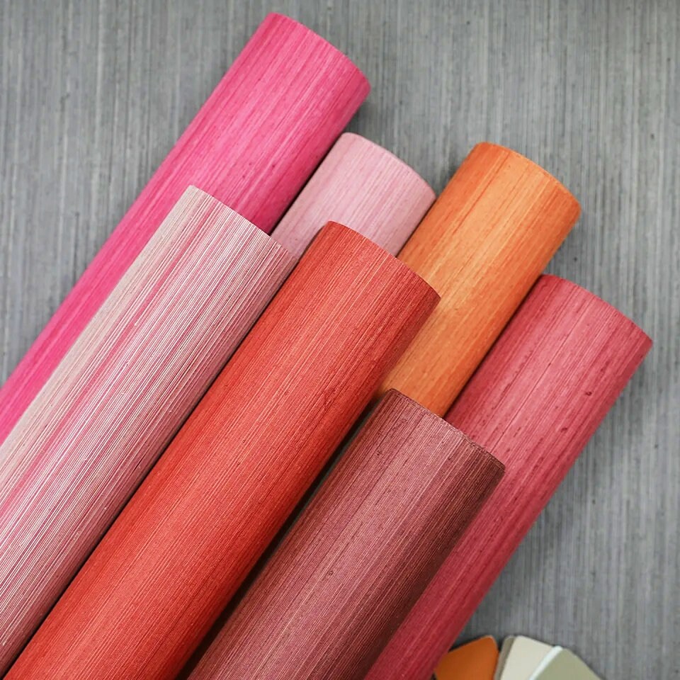 Hot Pink Woven Sisal Grasscloth Wallpaper/magenta Pink Grasscloth