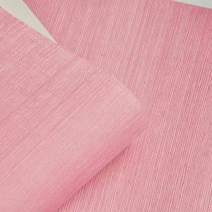Strawberry pink woven sisal grasscloth wallpaper/pink grasscloth wallcovering/natural wallcovering/pink wallpaper/retro decor/nursery decor