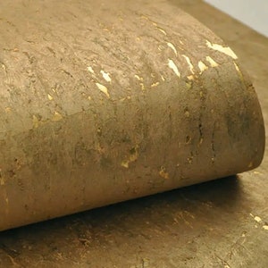 Pale gold cork wood veneer wallpaper/Cork wallcovering/Non woven wallcovering/Wooden veneer wallcovering/Light gold wallcovering/wood veneer