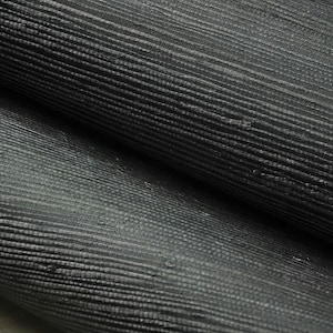 Nahezu schwarze gewebte Sisal Grastapete / Naturfasergrastapete / schwarze Tapete / Retro Dekoration / Wandbespannung aus schwarzem Grasstoff / Wandbespannung aus Sisal