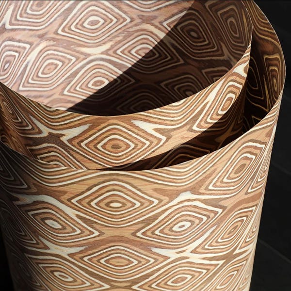Retro Diamond Pattern Wood Veneer Sheet: 70s Style Furniture Covering (98x22 inches)