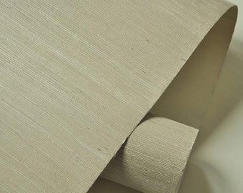 Papel pintado de sisal natural: tejido en beige crema oscuro