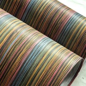 Striped dyed rainbow wood veneer for covering furniture/Modern style wood veneer/Patterned wood veneer/Dyed oak veneer/Wood veneer for DIY