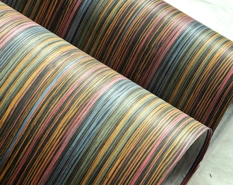 Striped dyed rainbow wood veneer for covering furniture/Modern style wood veneer/Patterned wood veneer/Dyed oak veneer/Wood veneer for DIY