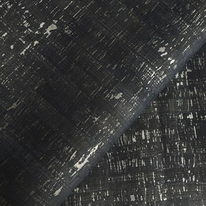 Carta da parati in sughero nero e argento con effetto legno/Rivestimento murale in sughero nero/Rivestimento murale metallico/Rivestimento murale in impiallacciatura di legno/Rivestimento murale nero