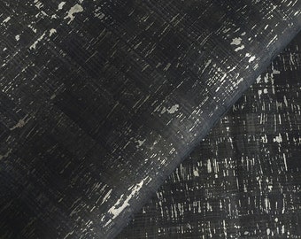 Black & Silver Metallic Cork Wood Veneer Wallpaper