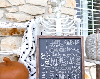 Handcrafted Hello Fall Wood Sign: Farmhouse Mantle Decor