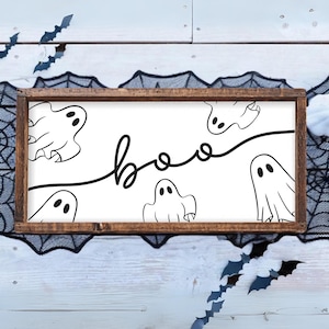 Boo Halloween Sign, Halloween Ghost Decor, Spooky Halloween Wood Decor, Farmhouse Halloween Decor, Fall Wood Sign, Halloween Mantel Decor