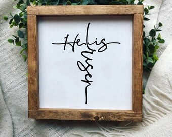 He Is Risen Sign, Easter home decor sign, farmhouse wood sign, Easter decor, Spring Decor, Easter wall decor, easter sign, wood signs,