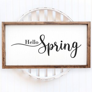 Hello spring farmhouse wood sign, Easter Decor, Spring decor, home decor sign