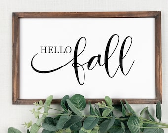 Hello Fall Sign, Fall Decor, Fall Sign, Farmhouse Fall Mantle Decor, Farmhouse Wood Sign Decor, Farmhouse Shelf Decor, Rustic wood sign