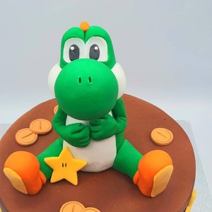 Yoshi fondant cake topper Super Mario cake decorations