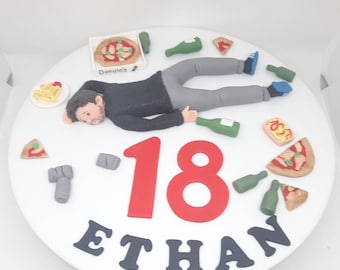 Drunk student cake topper 18th 21st Teen birthday