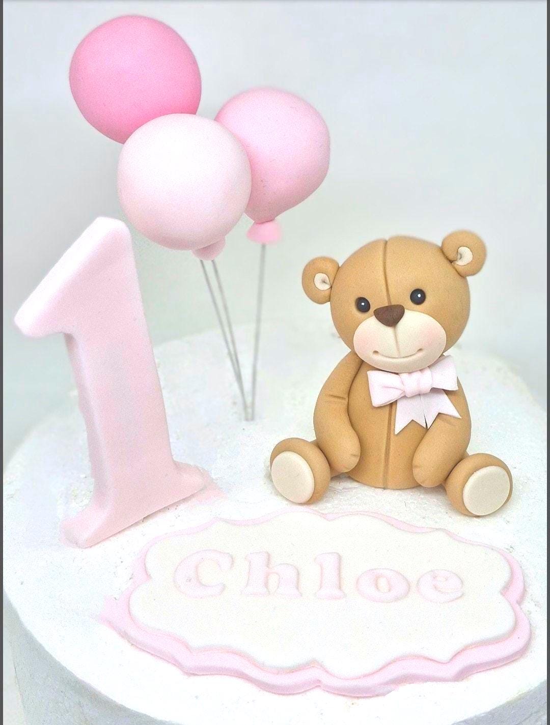 Fondant Teddy Bear Cake Topper | Baby Shower, Christening, 1st Birthday ...