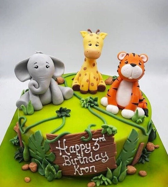 Safari Fondant Cake Toppers Lion Fondant Topper Elephant 