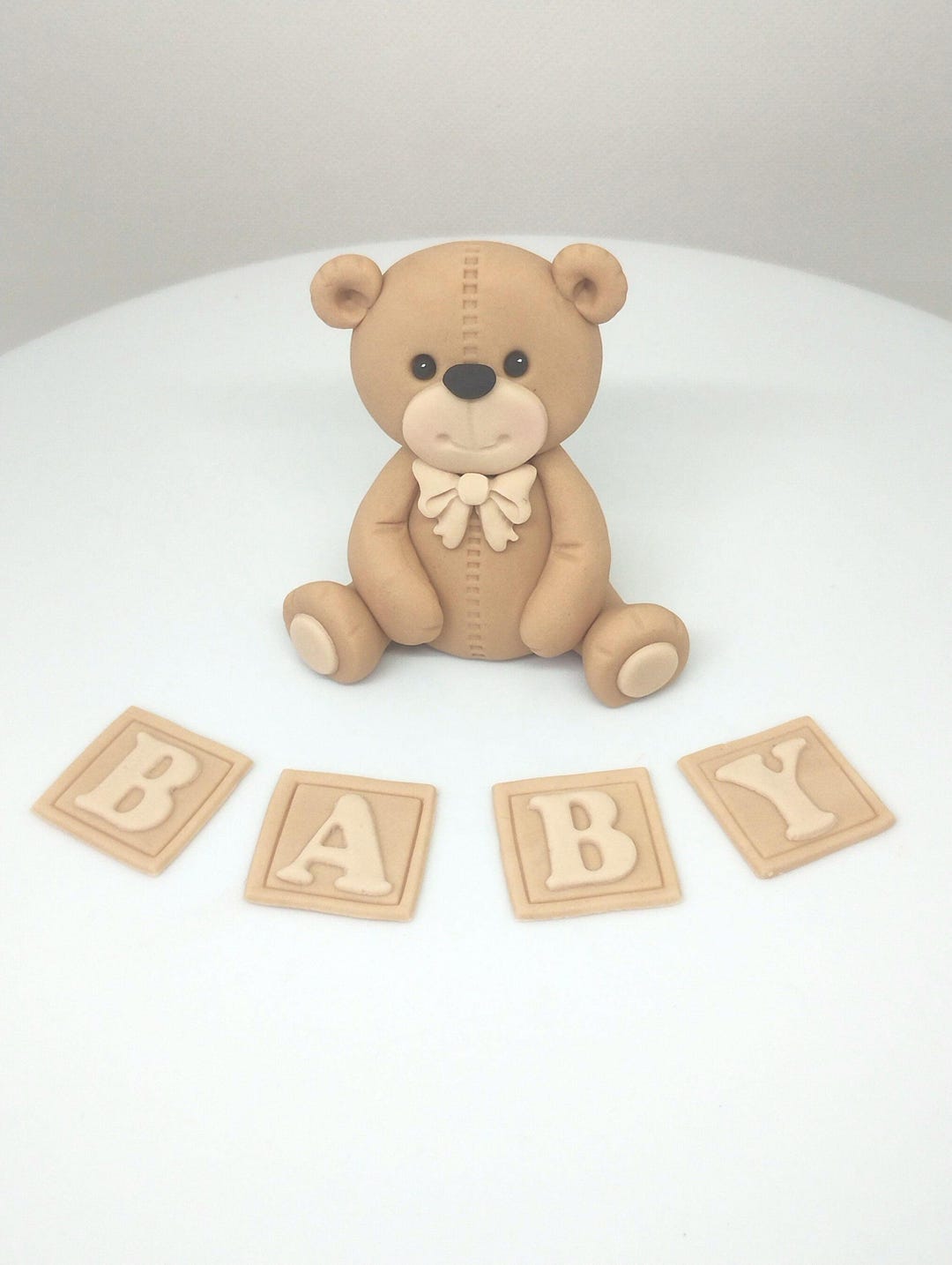 Fondant Teddy Bear Cake Topper With Name Letters Christening Cake First ...