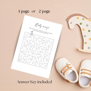 Easy Print Baby Shower Maze Game Gender Neutral Minimalist Design Fun Party Group Activity For All Ages Answer Key Included
