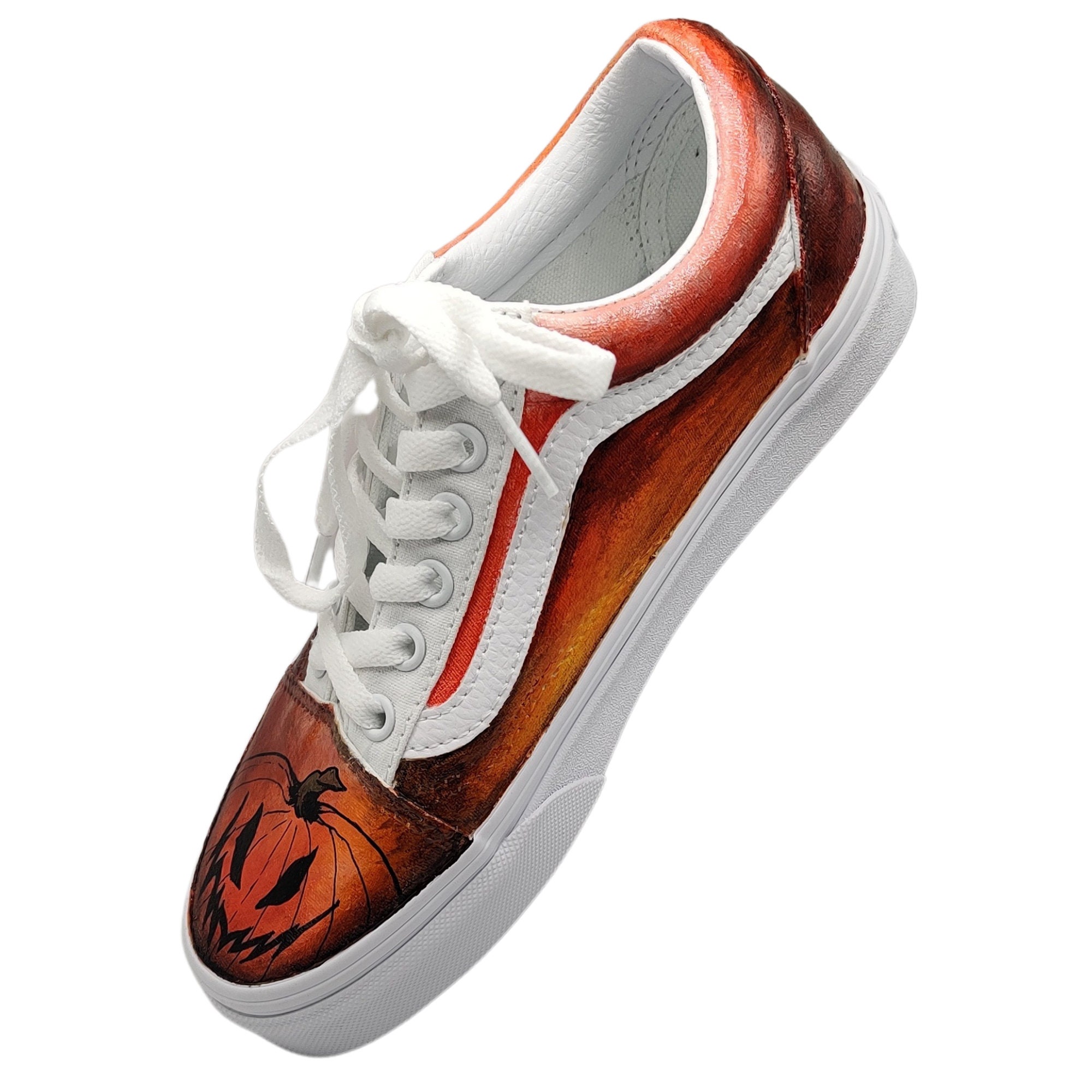 Halloween Shoes l Custom Painted Pumpkin Vans l Jack'O Etsy