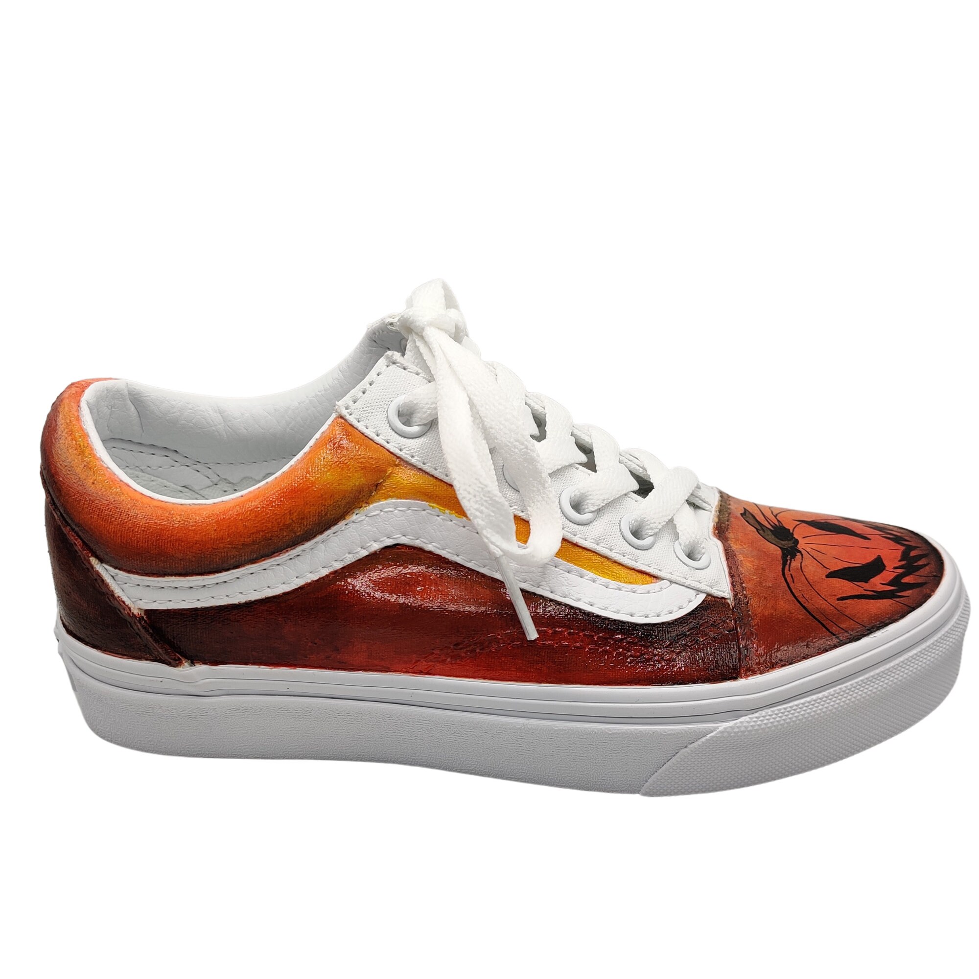 Halloween Shoes l Custom Painted Pumpkin Vans l Jack'O Etsy
